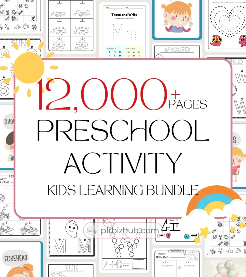 12,000+ PLR Preschool Activities - Education Bundle for Kids