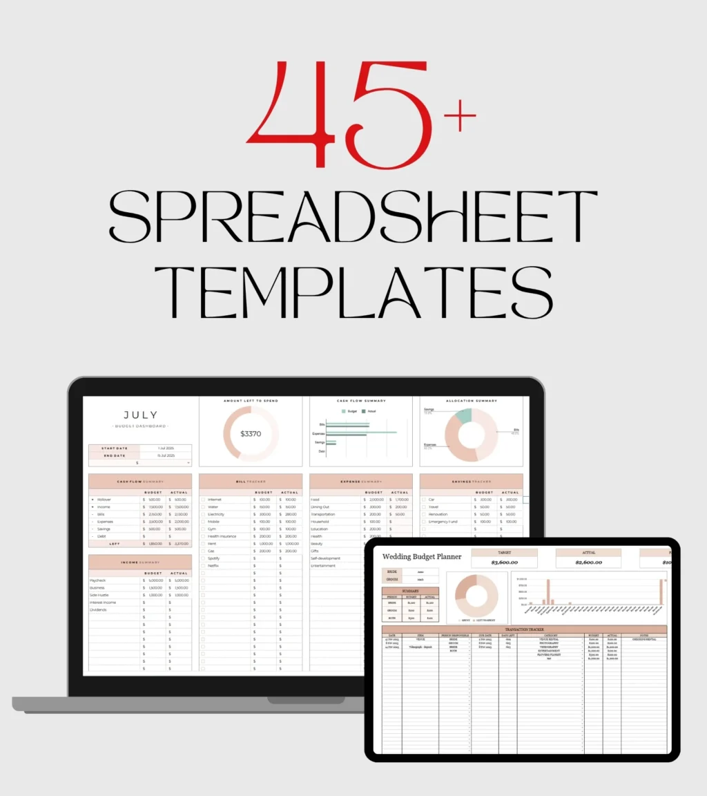 45+ PLR Google Spreadsheet Templates Bundle