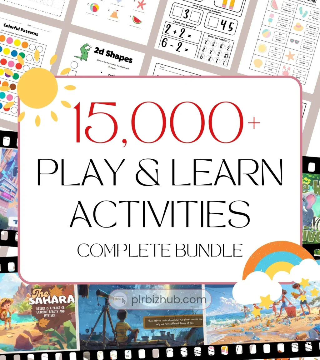 Kids Digital Products Complete Bundle - 15,000+ PLR Play and Learn Preschool Activities