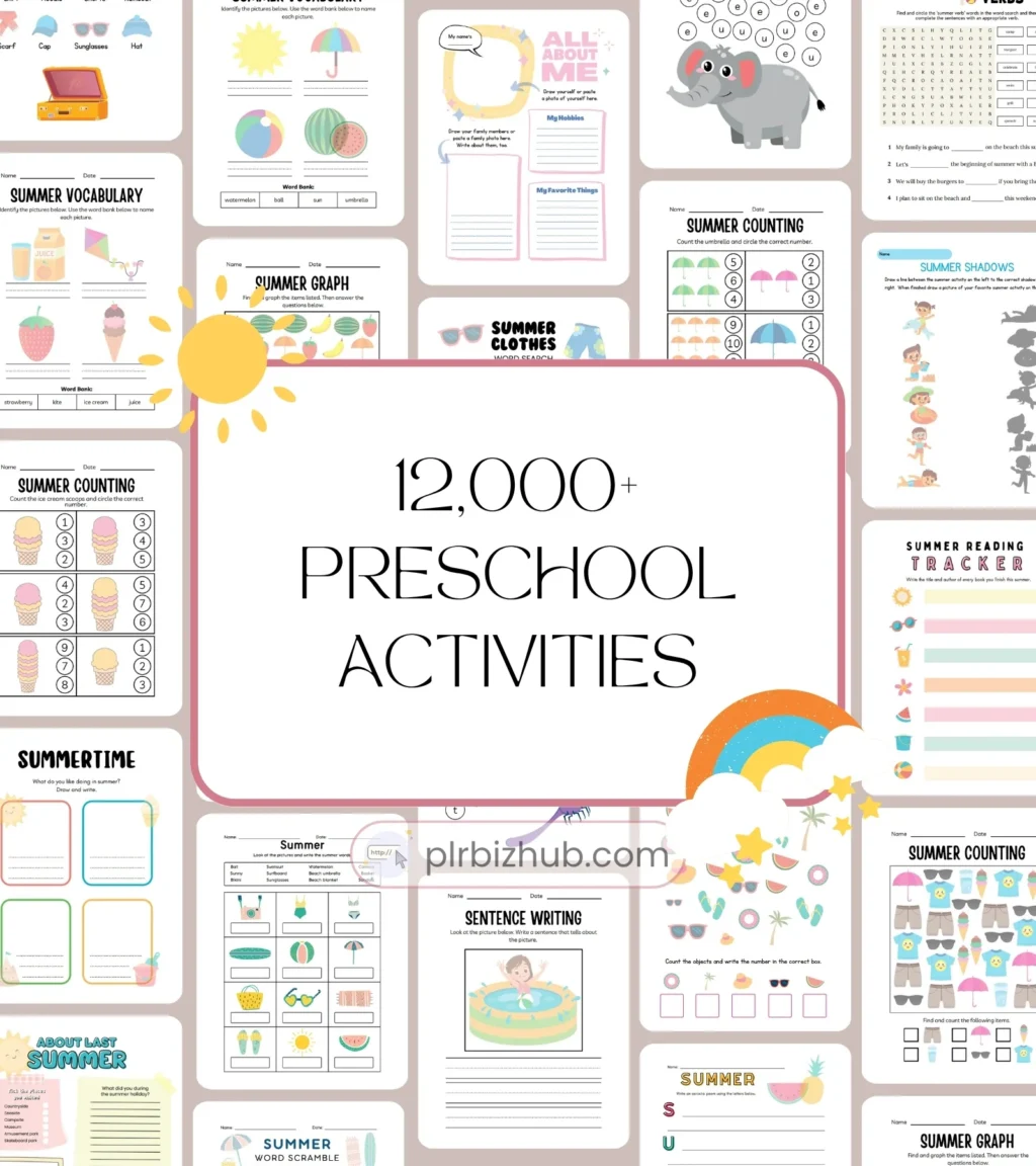 Kids Digital Products Complete Bundle - 15,000+ PLR Play and Learn Preschool Activities - Image 2